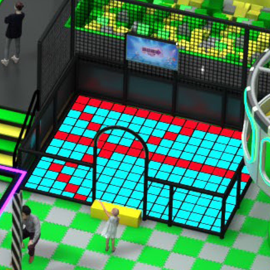 Interaktywna ściana Pixel w parku trampolin Jump Fly Konin